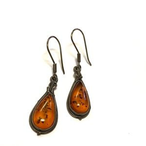 Vintage Genuine Amber Earrings 925
